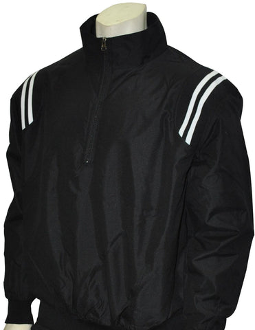 BBS320 BLK/BLK/WHT - Smitty Long Sleeve Microfiber Shell Pullover Jacket W/ Half Zipper