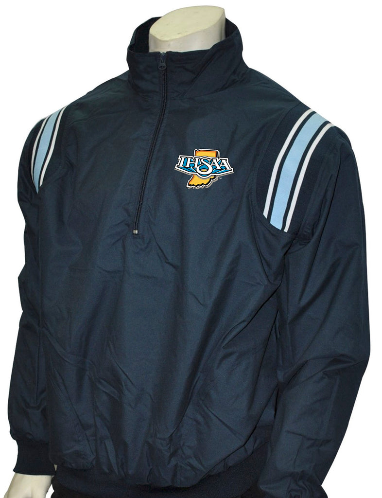 IN-BBS320 NY/PB/White "IHSAA" Smitty Long Sleeve Microfiber Shell Pullover Jacket w/ Half Zipper - Officially Dalco