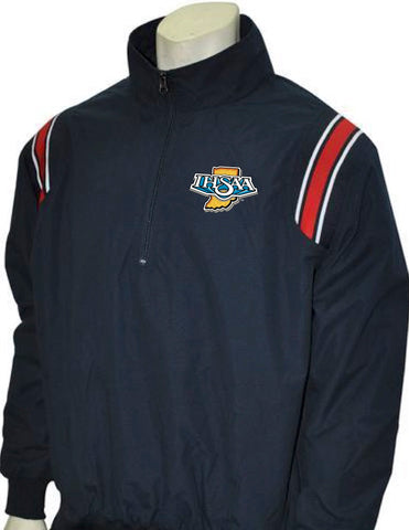 IN-BBS320 NY/Red/White "IHSAA" Smitty Long Sleeve Microfiber Shell Pullover Jacket w/ Half Zipper