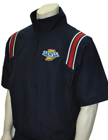 IN-BBS324 NY/Red/White "IHSAA" Smitty 1/2 Sleeve Microfiber Shell Pullover Jacket w/ Half Zipper