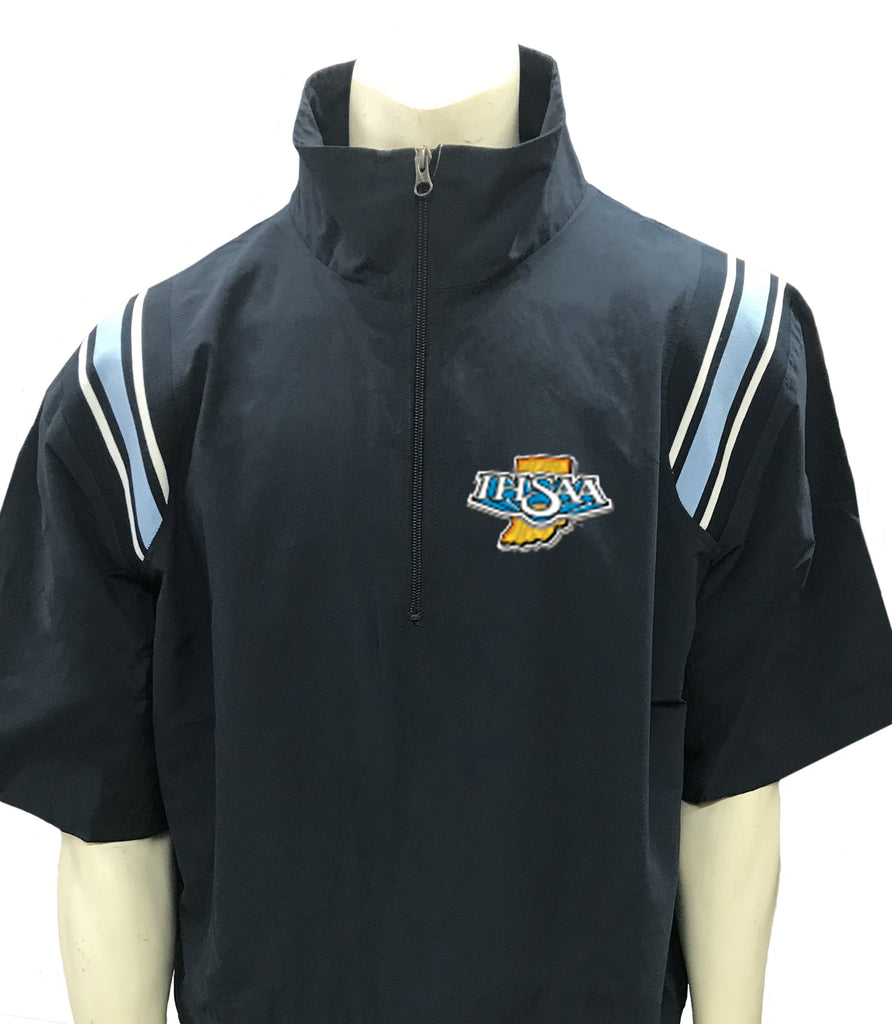 IN-BBS324 NY/PB/White "IHSAA" Smitty 1/2 Sleeve Microfiber Shell Pullover Jacket w/ Half Zipper - Officially Dalco