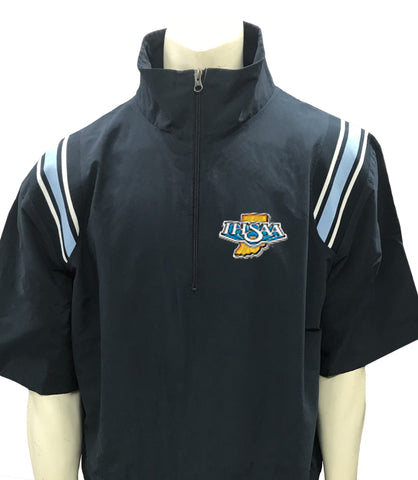 IN-BBS324 NY/PB/White "IHSAA" Smitty 1/2 Sleeve Microfiber Shell Pullover Jacket w/ Half Zipper