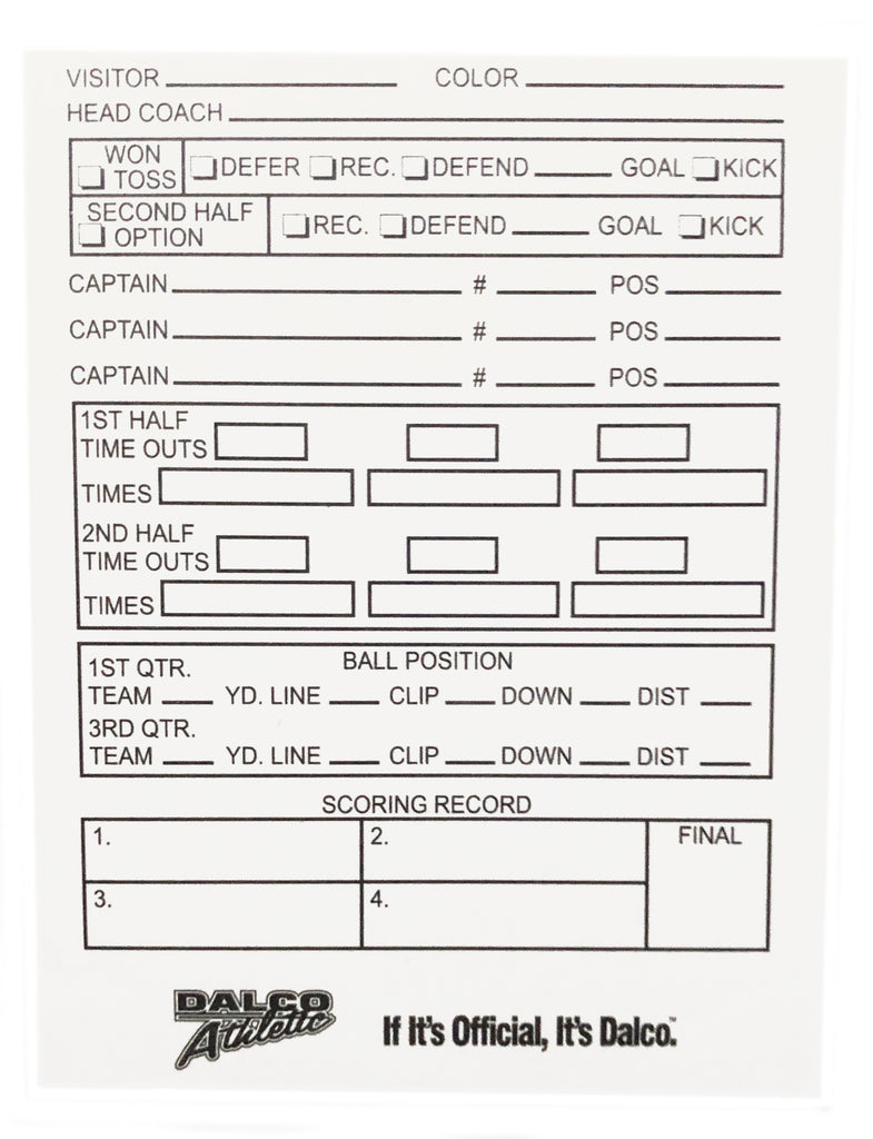 D3510 - Dalco Football Throw-Away Game Card - Officially Dalco