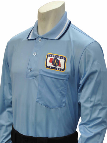 USA301NE-NHS-PB Nebraska Baseball Men's Long Sleeve Shirt Powder Blue