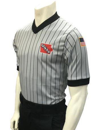 USA205IA-607 "BODY FLEX" Iowa Short Sleeve Basketball/Wrestling Grey V-Neck Shirt - Officially Dalco