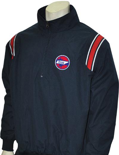 "NEW" BBS320TN NY/Red/White - Smitty TSSAA Long Sleeve Microfiber Shell Pullover Jacket W/ Half Zipper